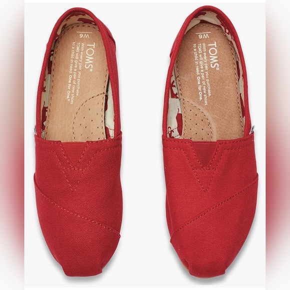 TOMS Red Classic Canvas Slip-On Size 9 Alpargata - Picture 2 of 10